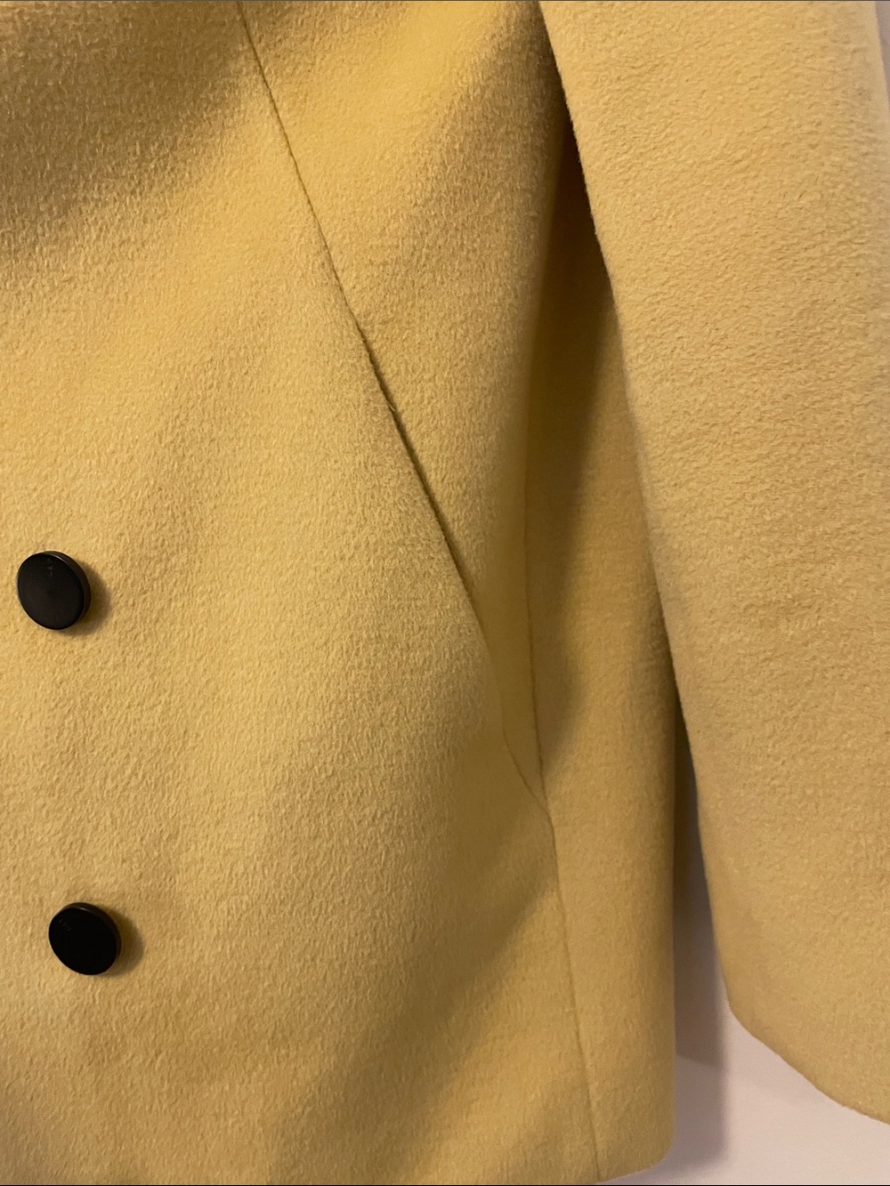 Double-Breasted Felted Yellow Blazer - Picture 5 of 11